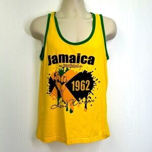 Island Tees - Vintage Jamaica 1962 Land We Love Yellow & Green Tank Size Medium